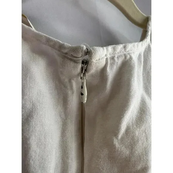 Michael Kors White Linen Tie Front Dress Size M with Zipper Chipping - Picture 7 of 11